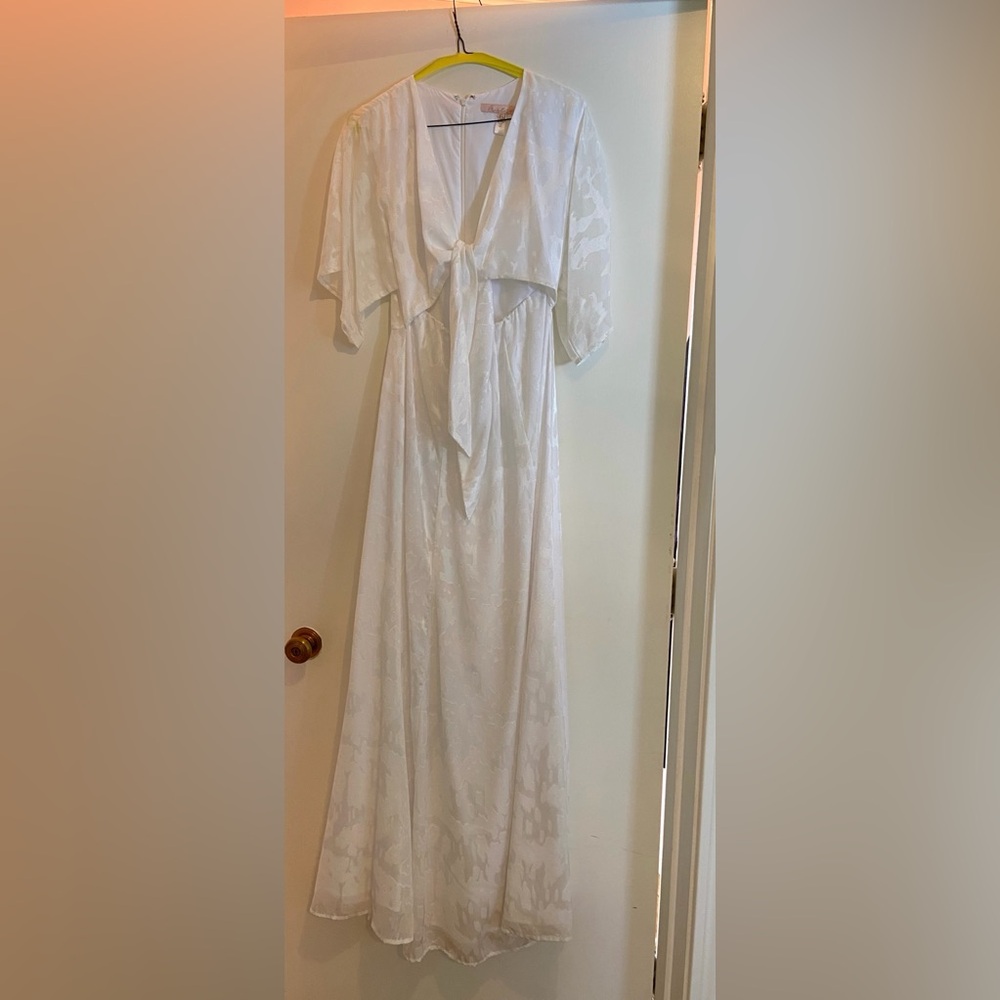 Hutch Elegant White Dress with Tie Detail